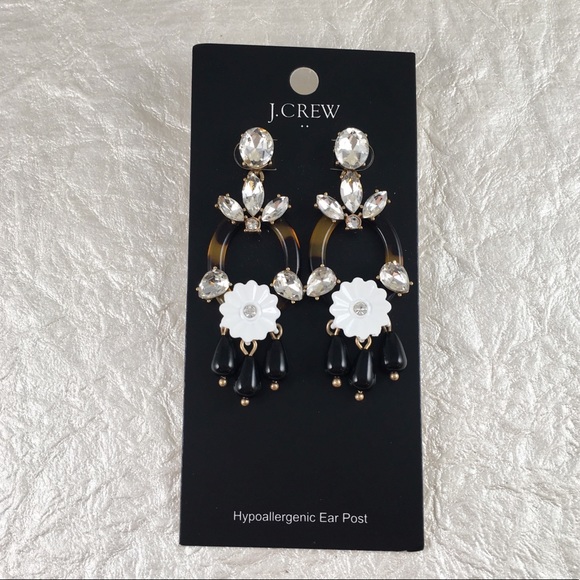 NWT J.Crew Tortoise & Diamond Earrings - Picture 3 of 4